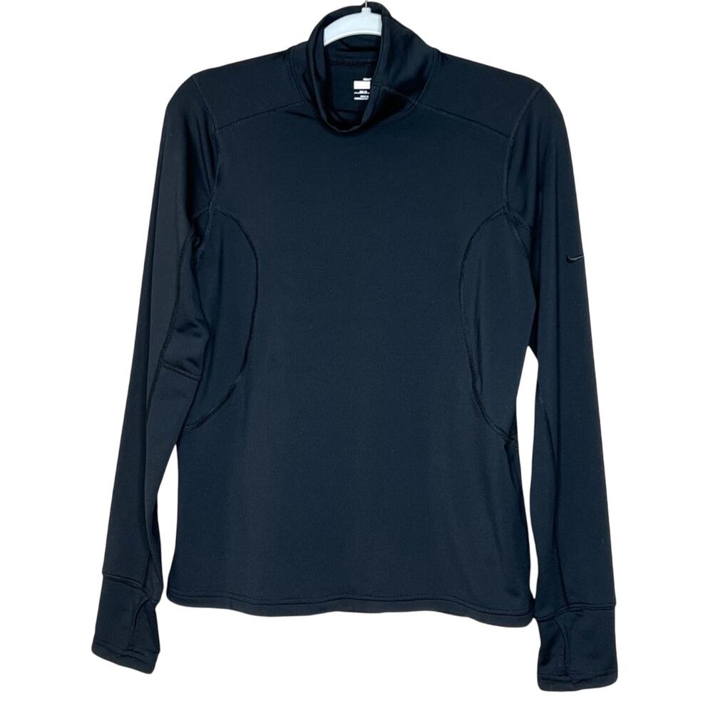 Nike Long Sleeve Turtleneck M Black Thumb Holes Active FitDry Basic Layer